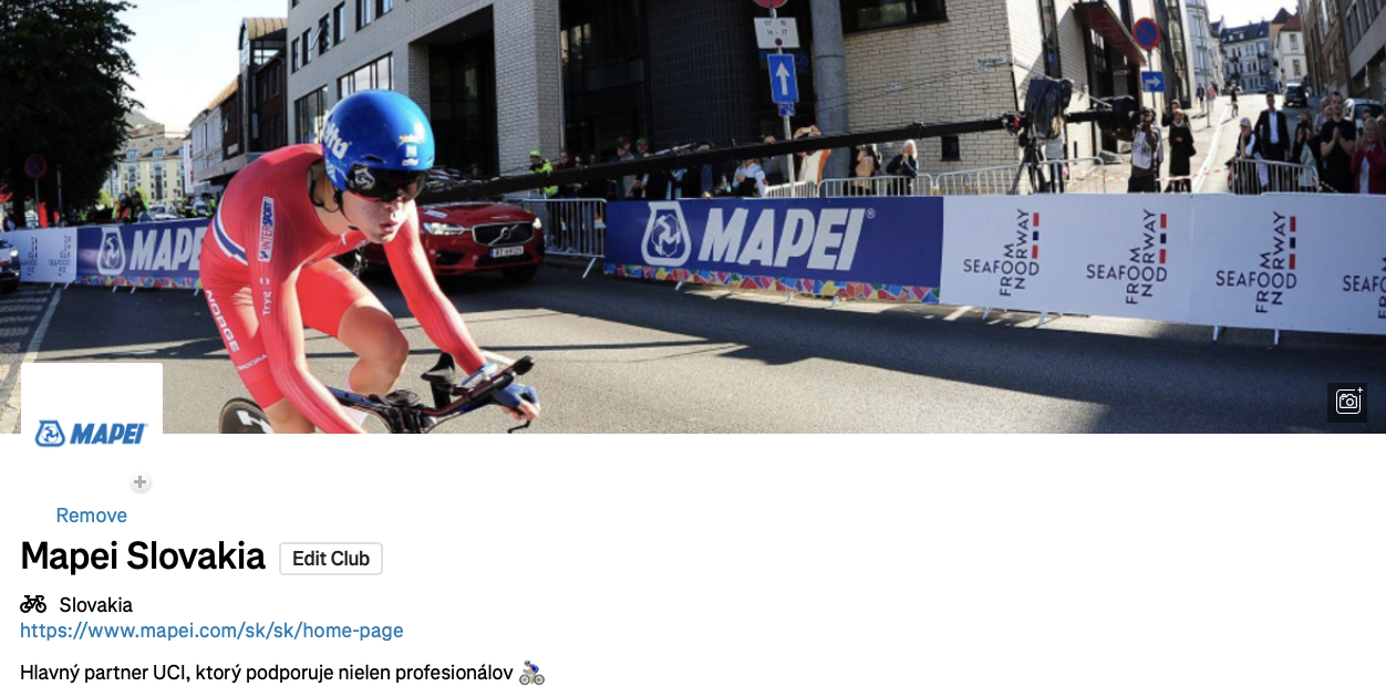 Klub Mapei Slovakia na platforme Strava